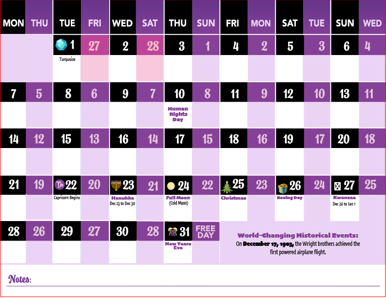 Perpetual wellness december calendar